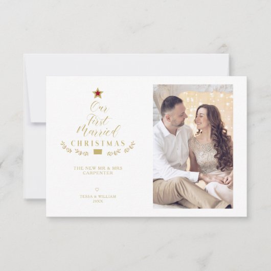 Our First Married Christmas Quote Newlyweds Photo (正面)