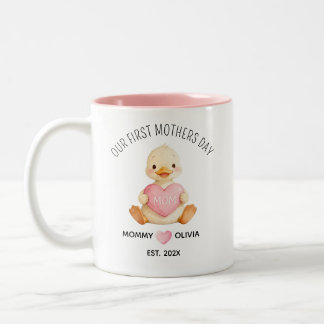 Our First Mother’s Day Duck Mug, New Mom Gift ツートーンマグカップ