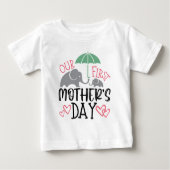 Our First Mother’s Day Elephant & Umbrella  ベビーTシャツ (正面)