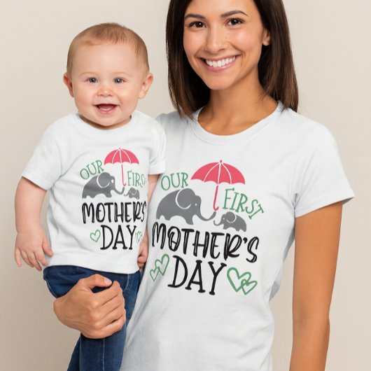 Our First Mother’s Day Elephant & Umbrella  Tシャツ