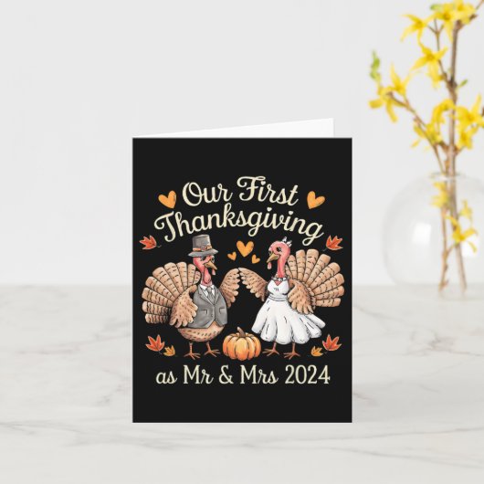 Our First Thanksgiving As Mr And Mrs Newlyweds Tur カード (黄色い花)