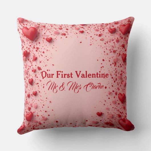 Our First Valentine Mr & Mrs Romantic Hearts クッション (裏面)