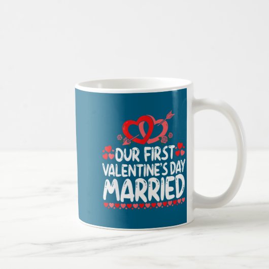 Our First Valentines Married Husband Wife  コーヒーマグカップ (右)