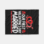 Our First Valentines Married Husband Wife  フリースブランケット (正面(横))