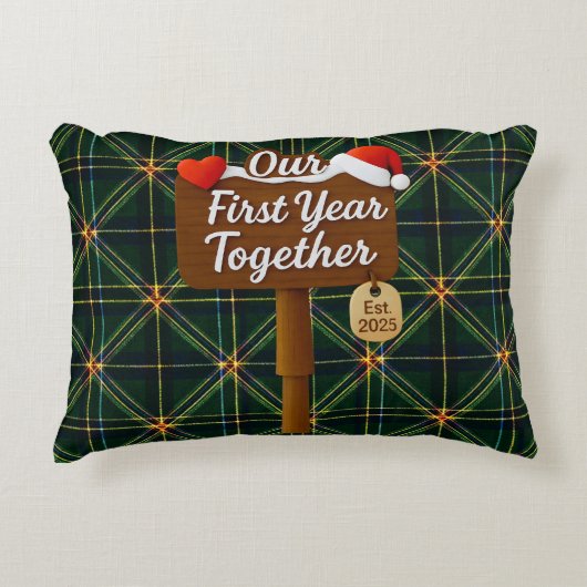 Our First Year Together 2025 Wooden Sign アクセントクッション (正面)