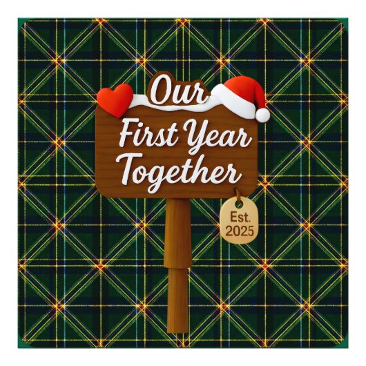 Our First Year Together 2025 Wooden Sign フォトプリント (正面)