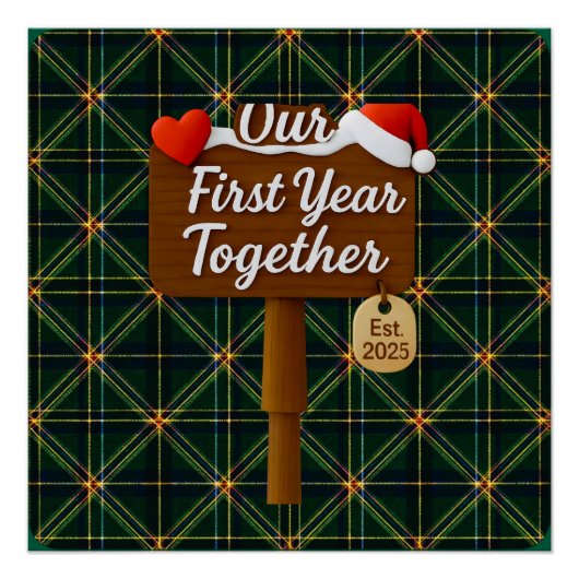 Our First Year Together 2025 Wooden Sign ポスター (正面)