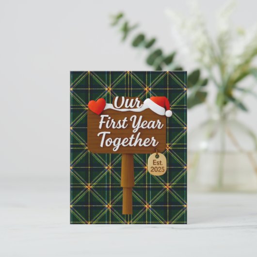 Our First Year Together 2025 Wooden Sign ポストカード (スタンド正面)