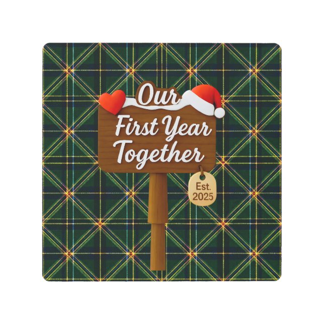 Our First Year Together 2025 Wooden Sign メタルプリント (正面)