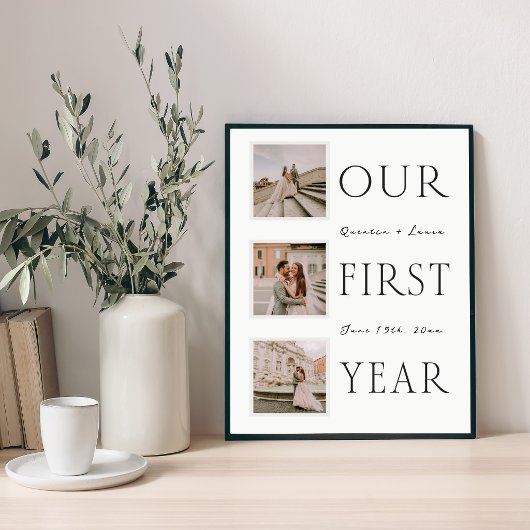 Our First Year Wedding Photo Poster ポスター