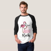 Our Flock Rocks Flamingo Pink Mother Grandpa Tシャツ (正面フル)