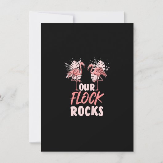 Our Flock Rocks Funny Flamingo Animal Family Humor 招待状 (正面)