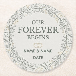 Our Forever Begins Romantic Marriage Proposal ラウンドペーパーコースター
