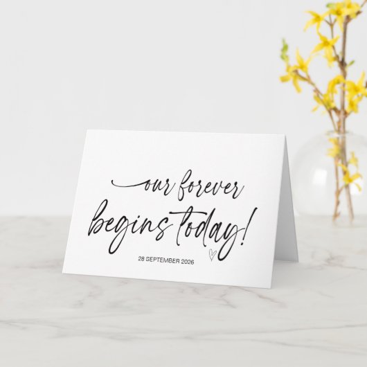 Our Forever Begins Today Wedding Bride to Groom Ca カード (黄色い花)