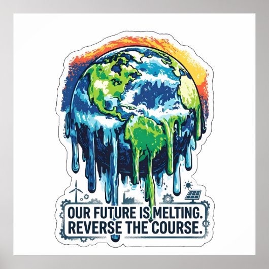 Our Future is Melting | Global Warming Awareness ポスター (正面)