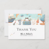 Our Greatest Adventure Map Neutral Baby Shower サンキューカード (正面)