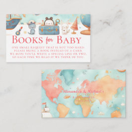 Our Greatest Adventure Map Pink Books Baby Shower エンクロージャーカード