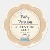 Our Greatest Adventure Neutral Cute Baby Shower ラウンドシール (正面)