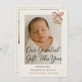 Our Greatest Gift Baby Announcement Holiday Card シーズンカード (正面/裏面)