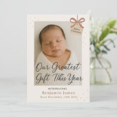Our Greatest Gift Baby Announcement Holiday Card シーズンカード (スタンド正面)