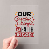 Our Greatest Strength Is Faith in God Quote アクリル招待状 (インサイチュ (ポータブル))