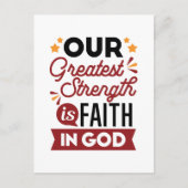 Our Greatest Strength Is Faith in God Quote シーズンポストカード (正面)