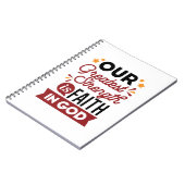 Our Greatest Strength Is Faith in God Quote ノートブック (左側)