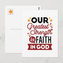 Our Greatest Strength Is Faith in God Quote ポストカード