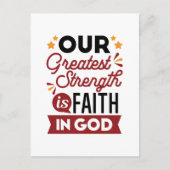 Our Greatest Strength Is Faith in God Quote ポストカード (正面)