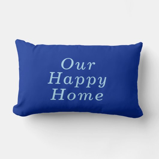 "Our Happy Home" Cobalt & Blue Cozyトレンディー ランバークッション (正面)