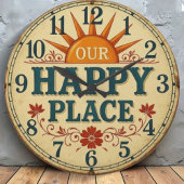 Our happy place cozy home  ラージ壁時計