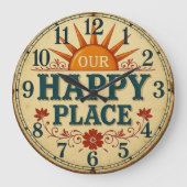 Our happy place cozy home  ラージ壁時計 (正面)