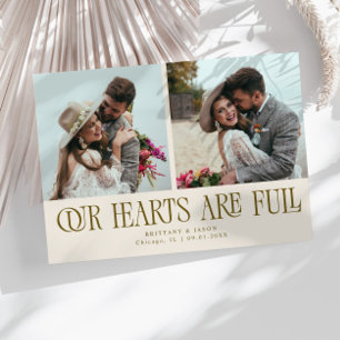 Our Hearts Are Full ウェディングフォトカード サンキューカード