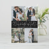 Our Hearts Are Full Wedding Photo Black サンキューカード (スタンド正面)
