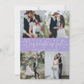 Our Hearts Are Full Wedding Photo Lilac サンキューカード (正面)