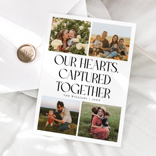 Our Hearts White Multi Photo Valentines Day  シーズンカード