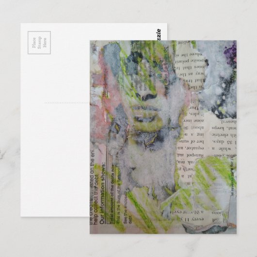 Our info shows abstract collage with face ポストカード (正面/裏面)
