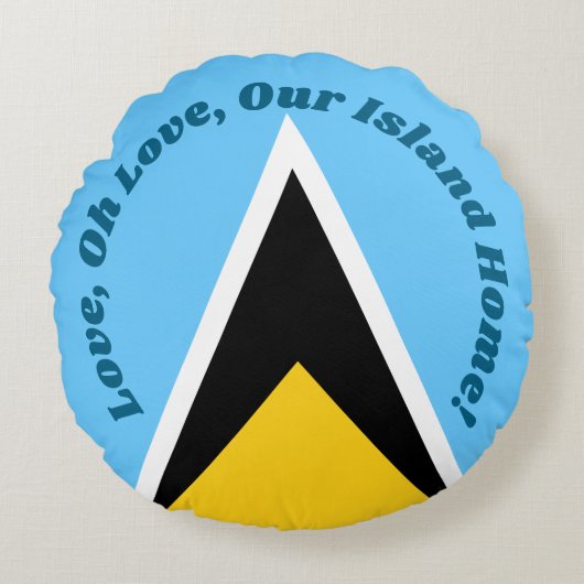 Our Island Home | Saint Lucia Flag Anthem Phrase ラウンドクッション (正面)