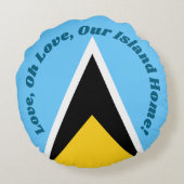 Our Island Home | Saint Lucia Flag Anthem Phrase ラウンドクッション (裏面)