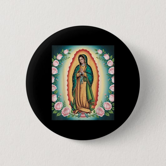 Our Lady De Guadalupe Sant Mary Back Print Christi 缶バッジ (正面)