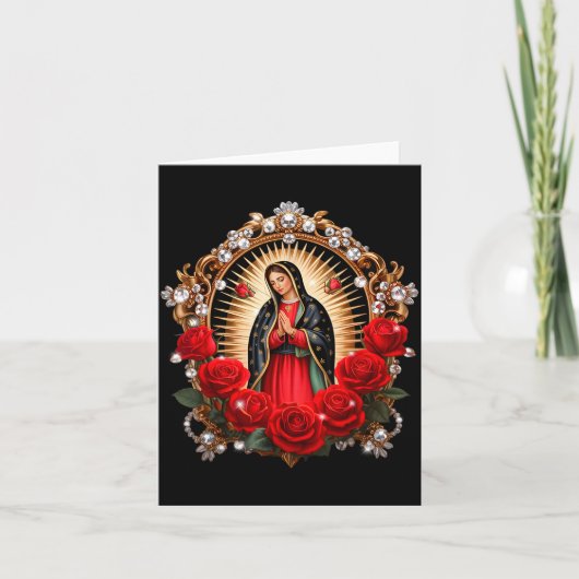 Our Lady Guadalupe Saint Virgin Mary In Roses Flow カード (正面)