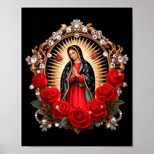 Our Lady Guadalupe Saint Virgin Mary In Roses Flow ポスター (正面)