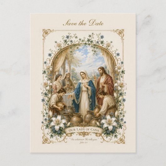 Our Lady of Cana Save the Date Wedding ポストカード (正面)