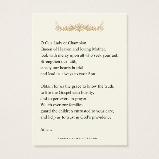 Our Lady of Champion Catholic Prayer (裏面)