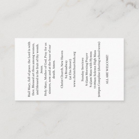 Our Lady of Christ Church Card 名刺 (裏面)