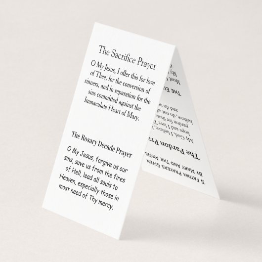 Our Lady of  Fatima Prayer Card (裏面)