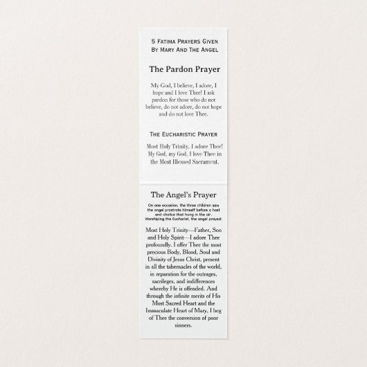 Our Lady of Fatima Prayer Card (内部フラット)