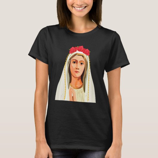 Our Lady of Fatima Rosary Prayer Holy Blessed Mary Tシャツ (正面)