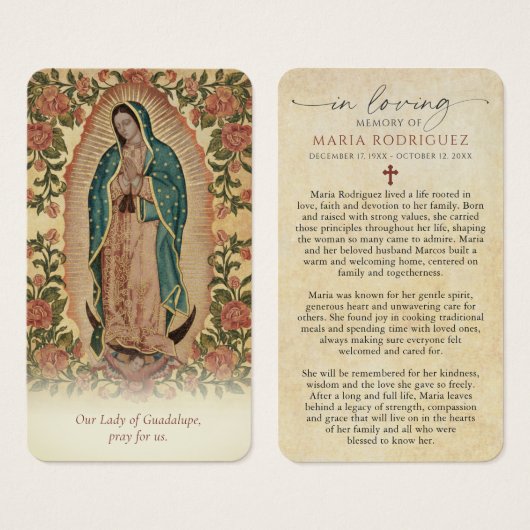 Our Lady of Guadalupe Floral Memorial Prayer Cards (正面&裏面)