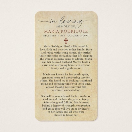 Our Lady of Guadalupe Floral Memorial Prayer Cards (裏面)